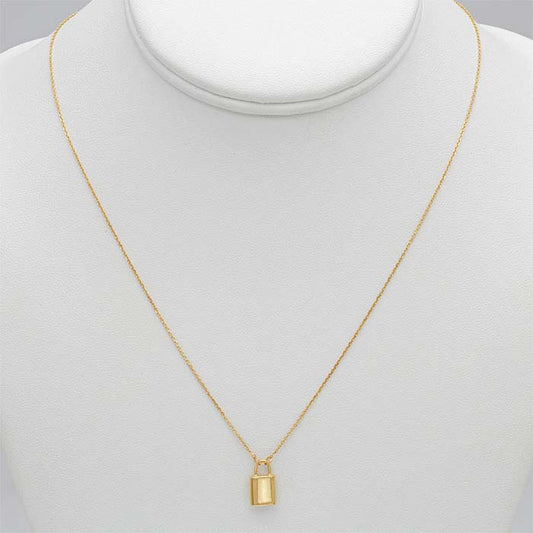 14K Yellow Gold Lock Necklace