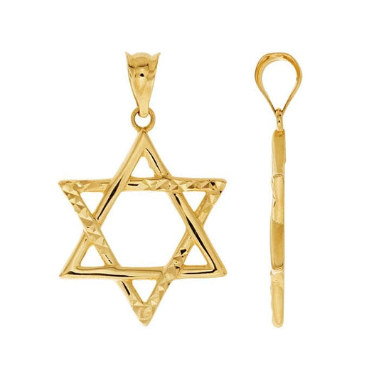 14K Yellow Gold Diamond-Cut Star of David Pendant