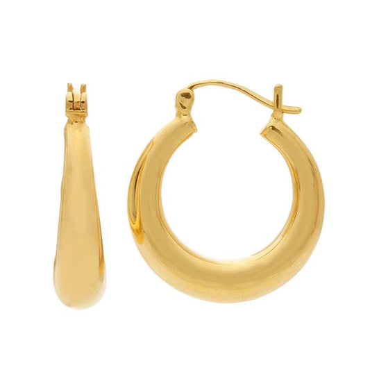 14K Yellow Gold Electroform Hoop Earrings