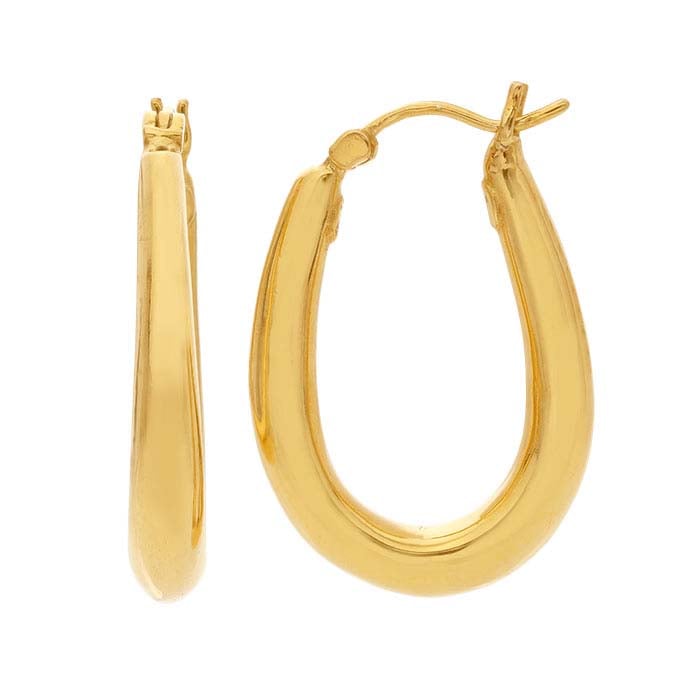 14K Yellow Gold Electroform Hoop Earring