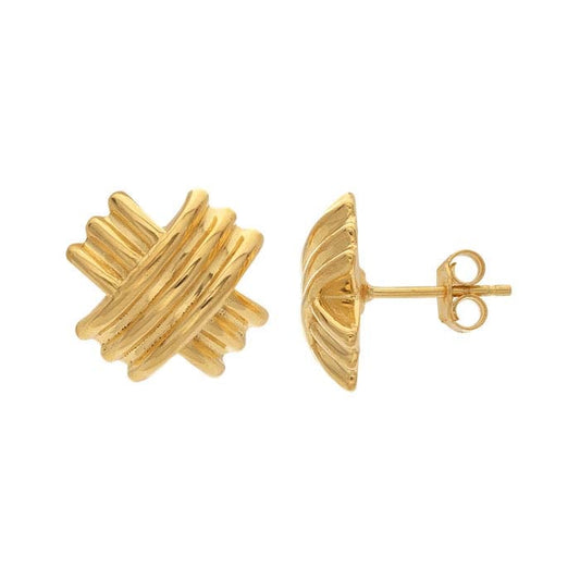 14K Yellow Gold Electroform Rounded X Post Earring