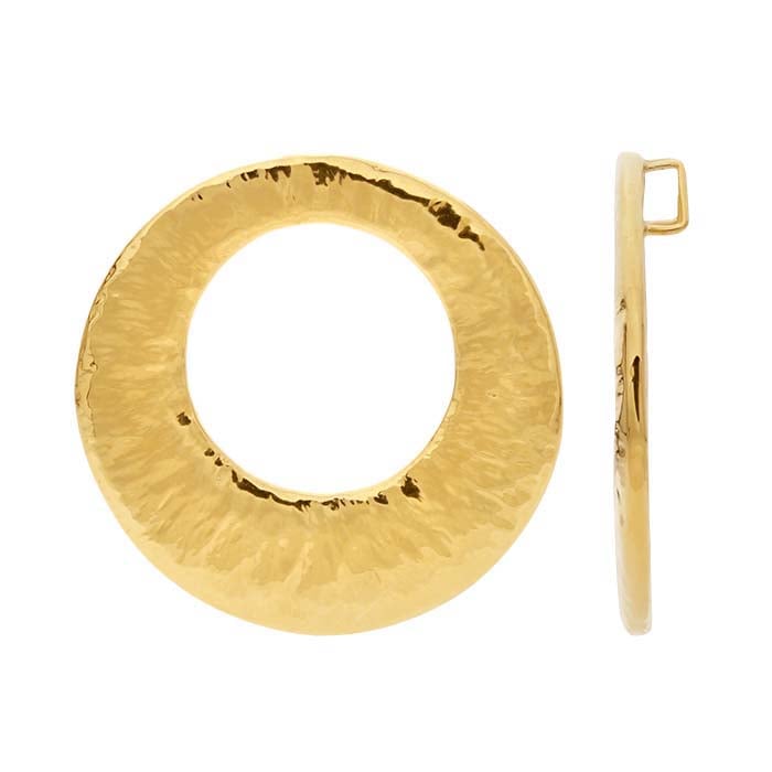 14K Yellow Gold Electroform Flat Circle Pendant