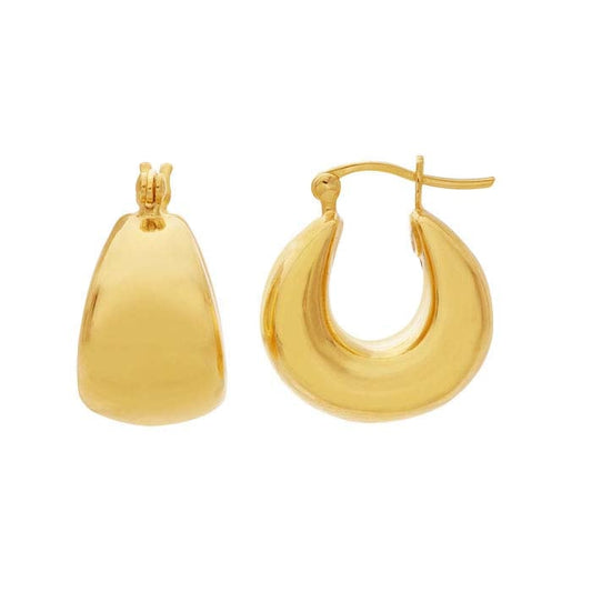 14K Yellow Gold Electroform Hoop Earrings