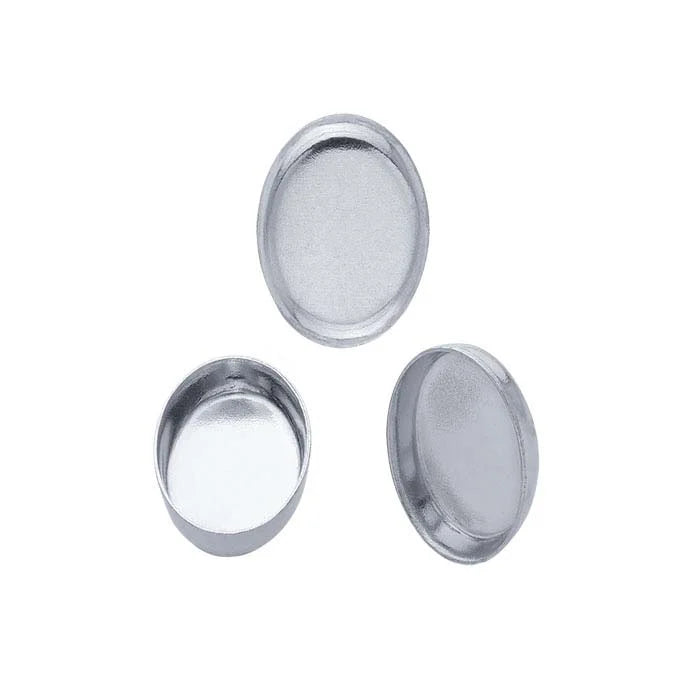 14K White Gold 7 x Oval Bezel Cup Setting