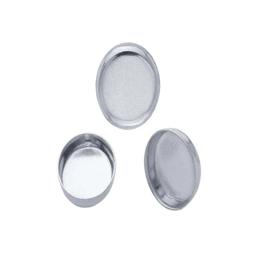 14K White Gold 7 x Oval Bezel Cup Setting