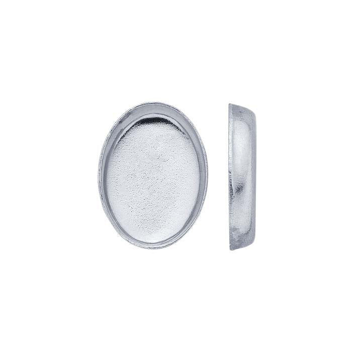 14K White Gold 7 x Oval Bezel Cup Setting