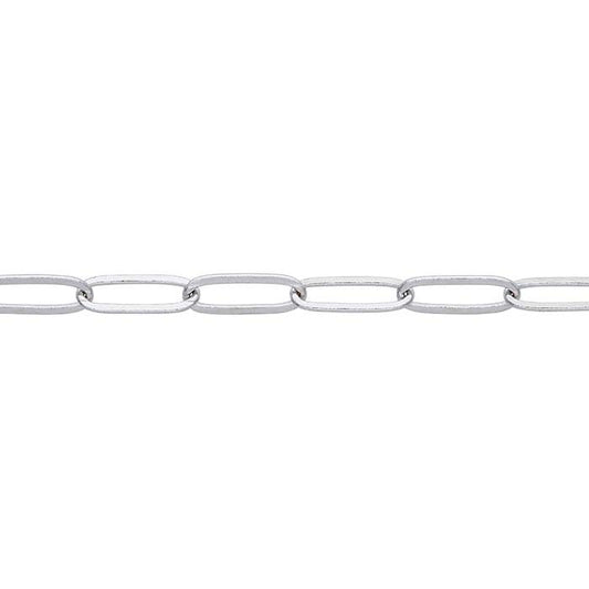 14K White Gold 2mm Flat Elongated Oval Cable Chain