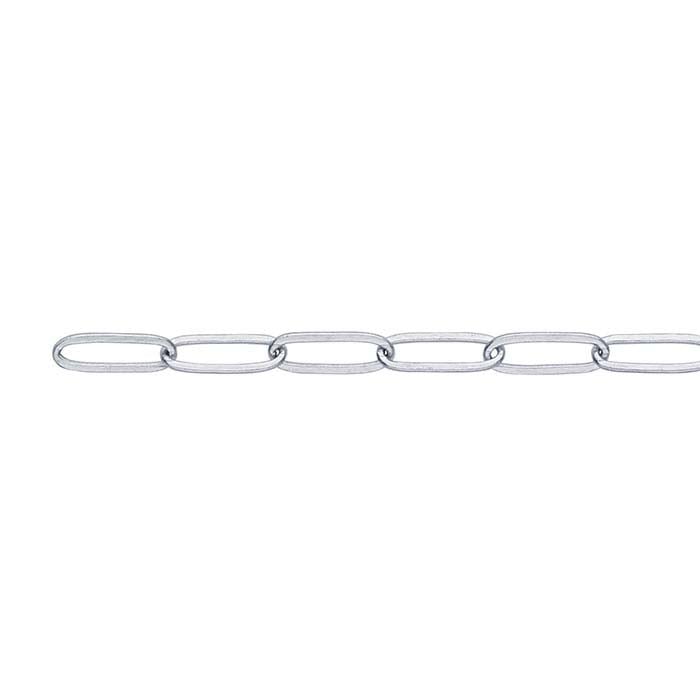 14K White Gold 2mm Flat Elongated Oval Cable Chain