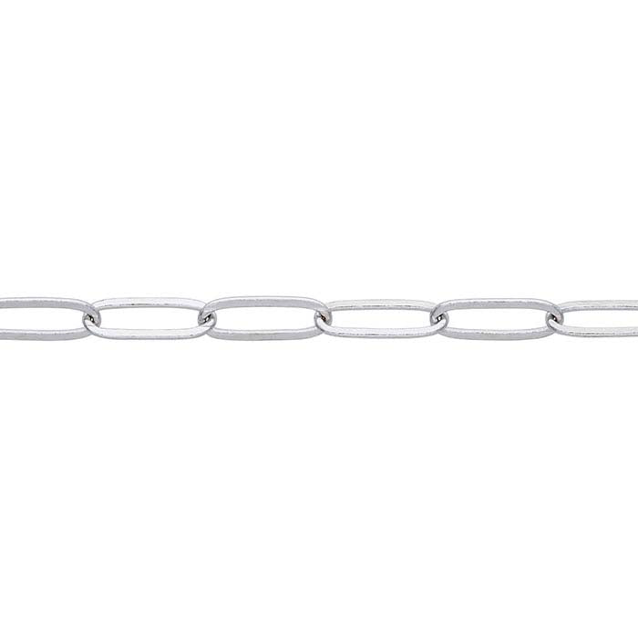 14K White Gold 2mm Flat Elongated Oval Cable Chain