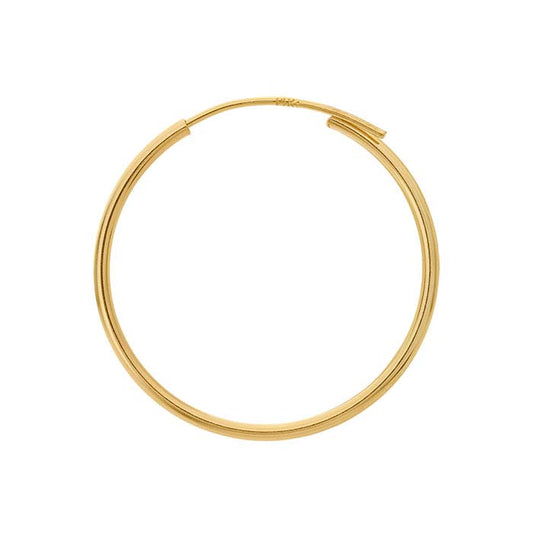 14K Yellow Gold 1 x 20mm Endless Hoop Earrings