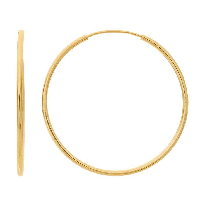 14K Yellow Gold 1 x 25mm Endless Hoop Earrings