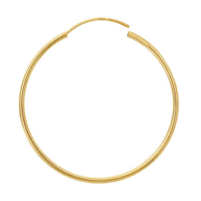 14K Yellow Gold 1 x 25mm Endless Hoop Earrings