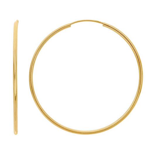 14K Yellow Gold 1 x 30mm Endless Hoop Earrings