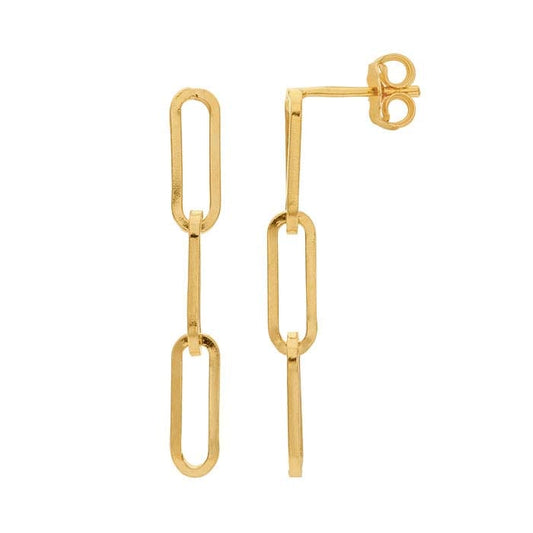14/20 Yellow Gold-Filled Three-Link Flat Paperclip Post Earrings