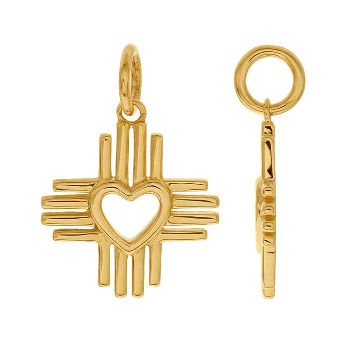 14K Yellow Gold Zia Pendant with Heart