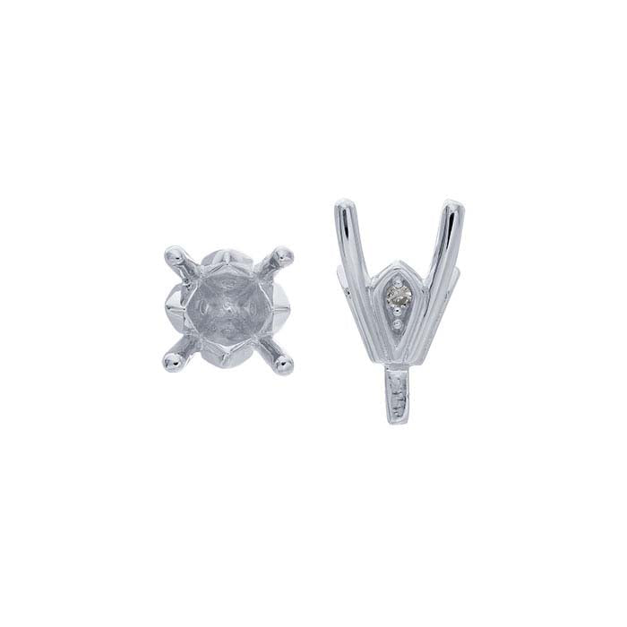 Montatura semilavorata rotonda da 5 mm in oro bianco 14K con castone a 4 griffe e perno