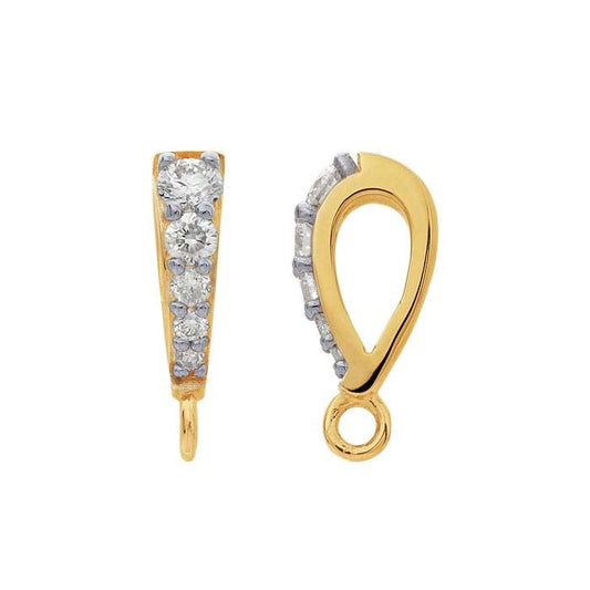 14K Yellow Gold Diamond-Set Pendant Bails with Ring