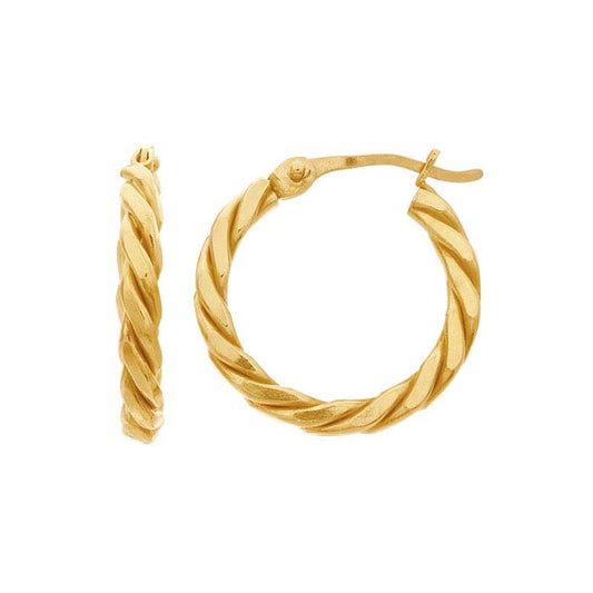 14/20 Yellow Gold-Filled Flat Twist Hoop Earrings