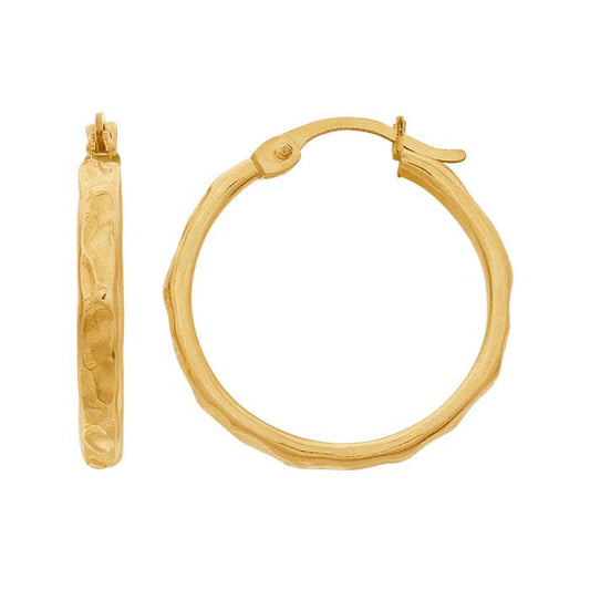 14/20 Yellow Gold-Filled Hammered Hoop Earrings