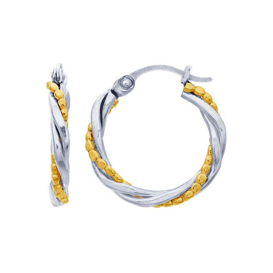 Orecchini a cerchio a spirale piatta in oro giallo 14/20 carati placcato e argento sterling
