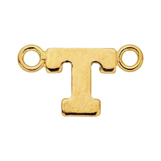 14/20 Gult Guld-Fyllt Alfabet Festong Hänge, T