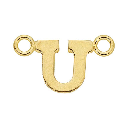 14/20 Gult Guld-Fyllt Alfabet Festong Hänge, U