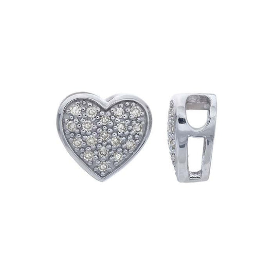 14K White Gold Diamond-Set Heart Pendant