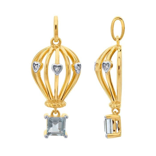 14K Yellow Gold Topaz-Set Balloon Pendant