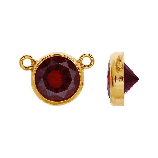 14/20 Yellow Gold-Filled 6mm Dark-Red CZ-Set Festoon Pendant