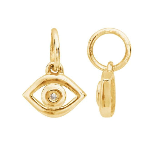 14K Yellow Gold Diamond-Set Evil Eye Charm