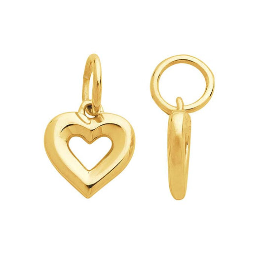 14K Yellow Gold Puffy Heart Charm