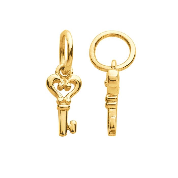 Ciondolo a forma di chiave a cuore in oro giallo 14K