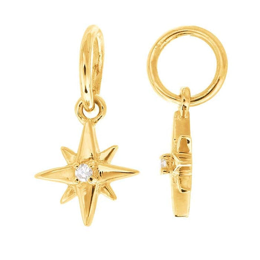 14K Yellow Gold Diamond-Set Starburst Charm