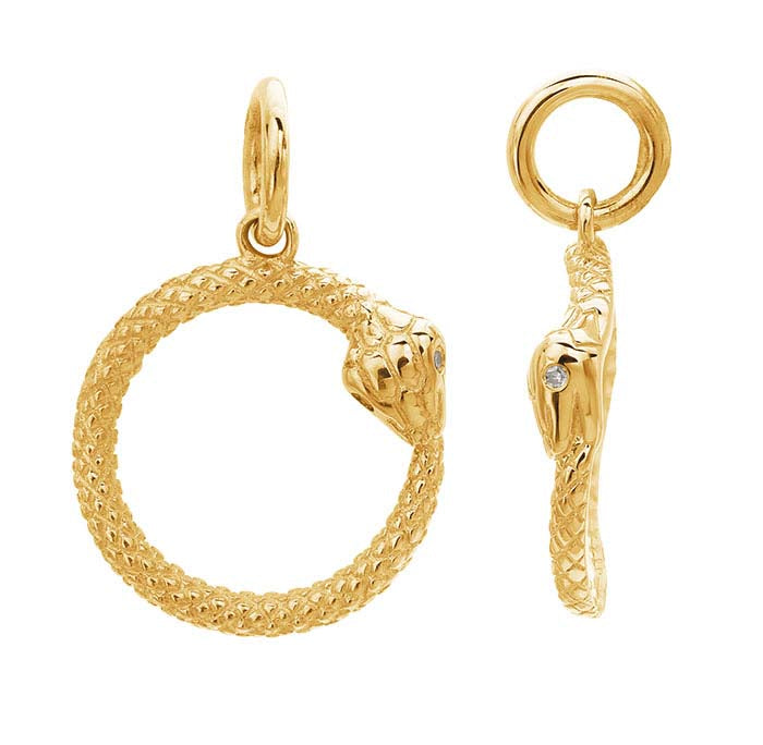 Pendente Ouroboros in Oro Giallo 14K con Diamanti