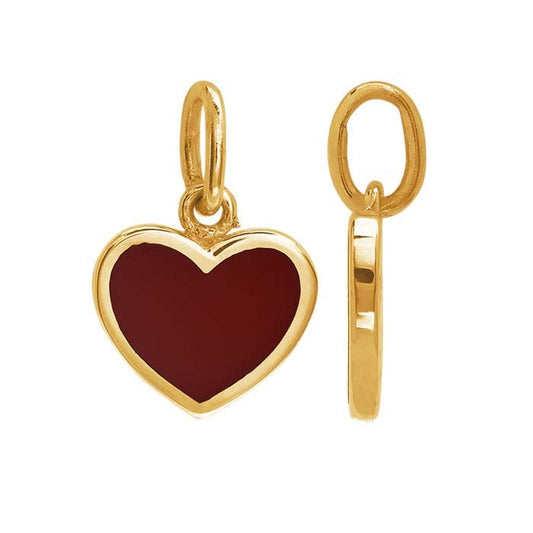 14K Yellow Gold Red Enamel Heart Charm