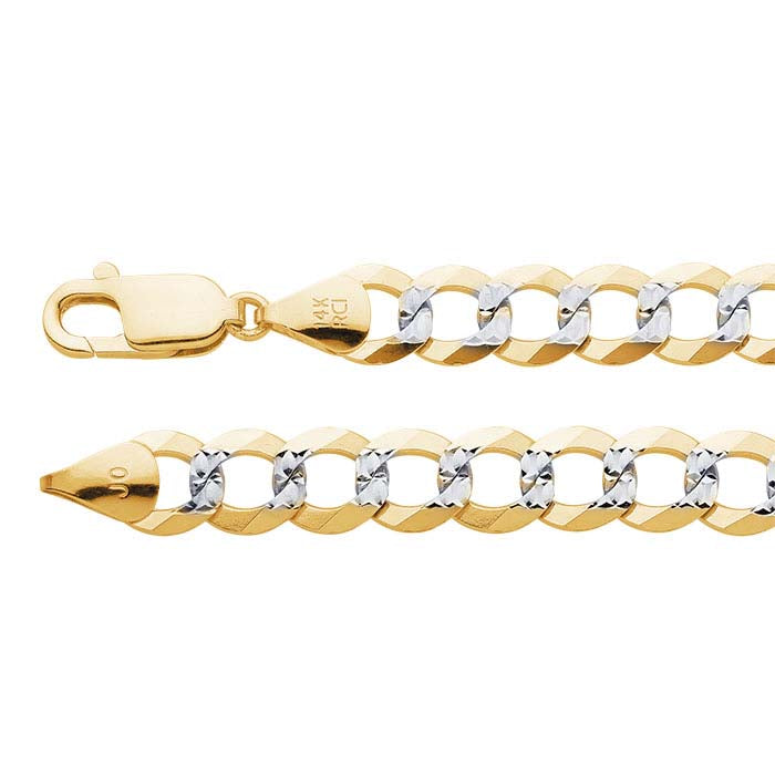 14K Yellow Gold 8.3mm Pave Curb Plaque Bracelet