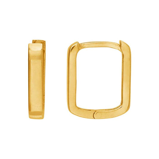 14K Yellow Gold Rectangle Huggie Hoop Earring