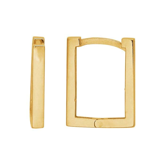 14K Yellow Gold Rectangle Huggie Hoop Earring