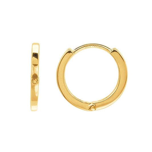 14K Yellow Gold Round Huggie Hoop Earring