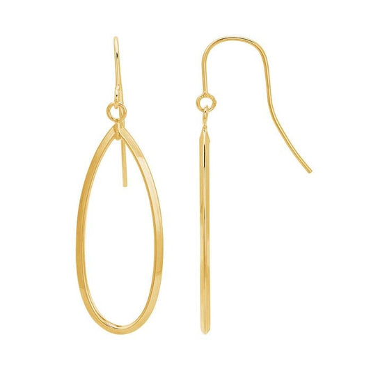14K Yellow Gold Teardrop Ear Wire Earrings