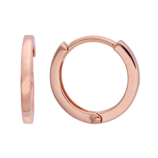 14K Rose Gold Round Huggie Hoop Earring