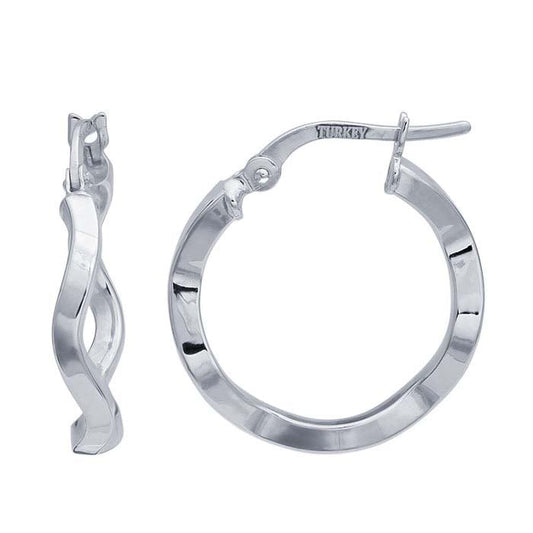 14K White Gold Twist Hoop Earring