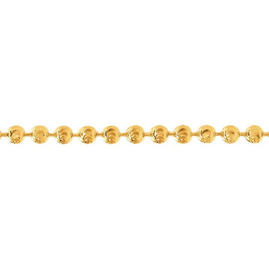 14K Yellow Gold 2mm Moon-Cut Bead Chain