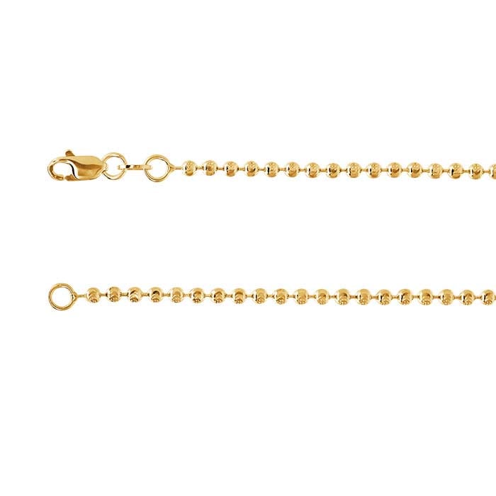 14K Yellow Gold 2mm Moon-Cut Bead Chain