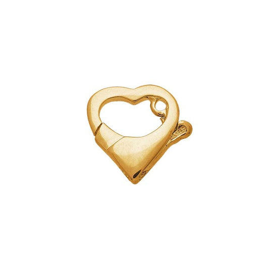Chiusura a moschettone a cuore aperto in oro giallo 14K 7,8 x 8,4 mm con anello chiuso