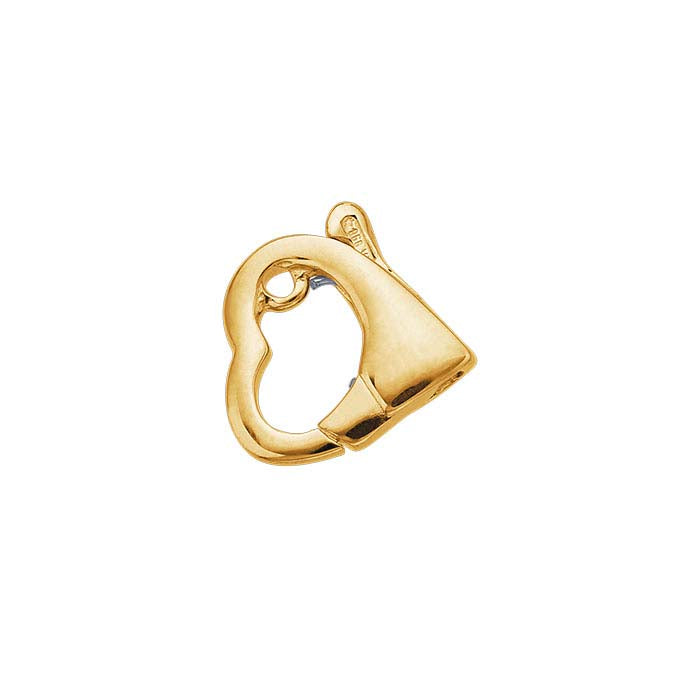 14K Yellow Gold 7.8 x 8.4mm Open Heart Lobster Clasp with Closed Ring