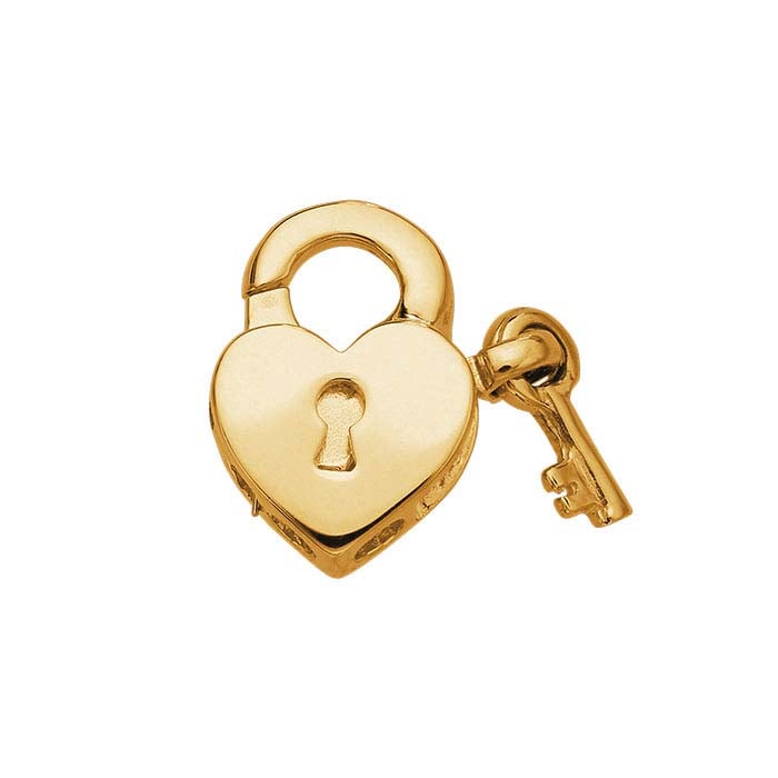 14K Yellow Gold Heart with Key Lobster Clasp