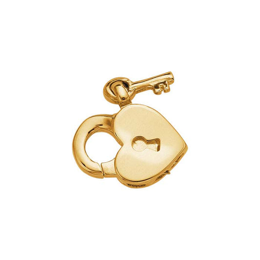 14K Yellow Gold Heart with Key Lobster Clasp