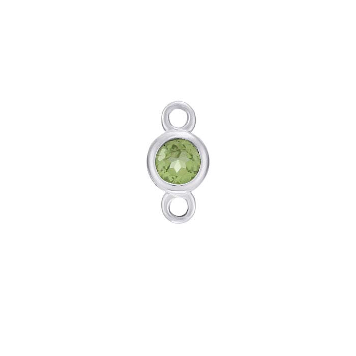 14K Vitt Guld 2,5 mm Peridot-Satt Länkkomponent