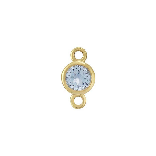 14K Yellow Gold 3mm Aquamarine-Set Link Component